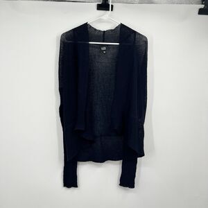 Eileen Fisher Cardigan Sweater Womens M Navy Open Knit Open Front Lightweight